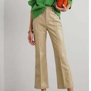 Nanushka NWOT Zoey Cropped Vegan Leather Flared Pant Neutrals Size L Butter Soft